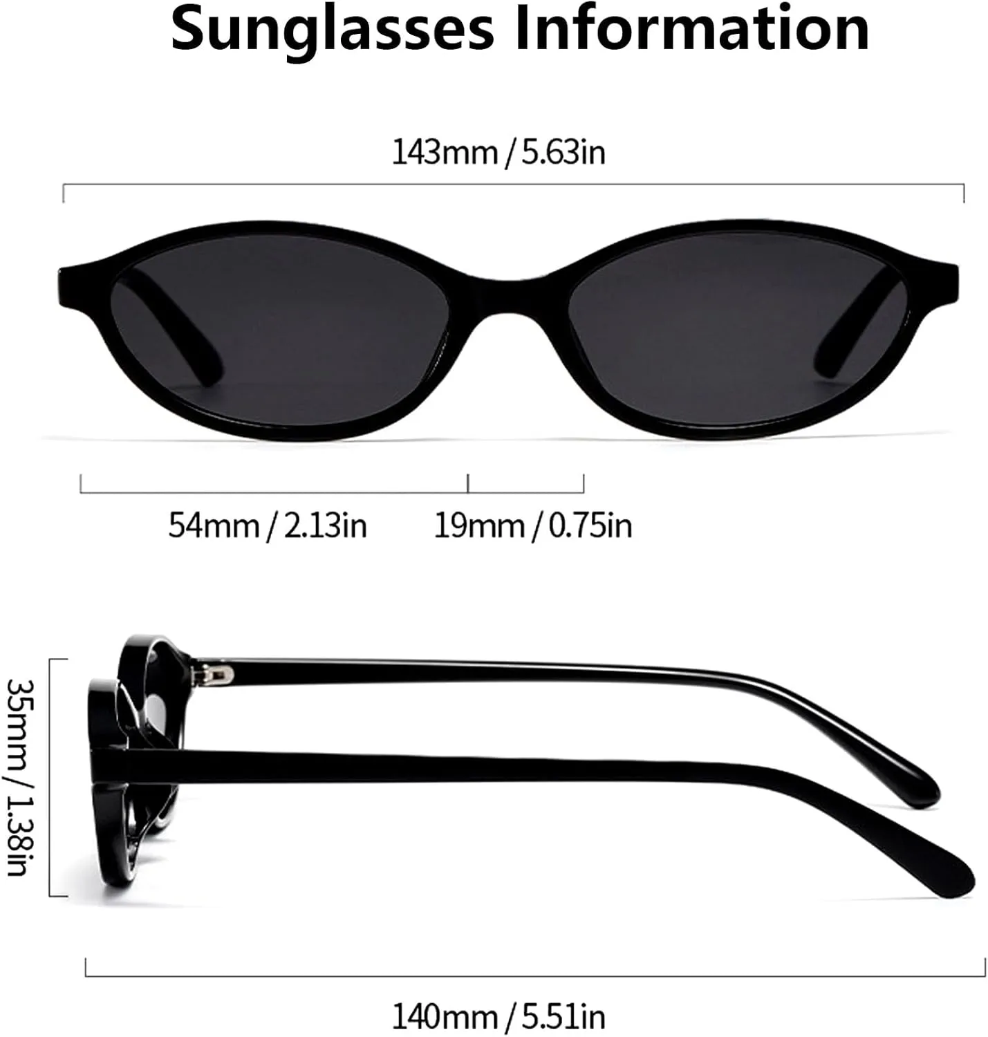 Oval Cat Eye Sunglasses for Women 90s Retro Narrow Small Shades