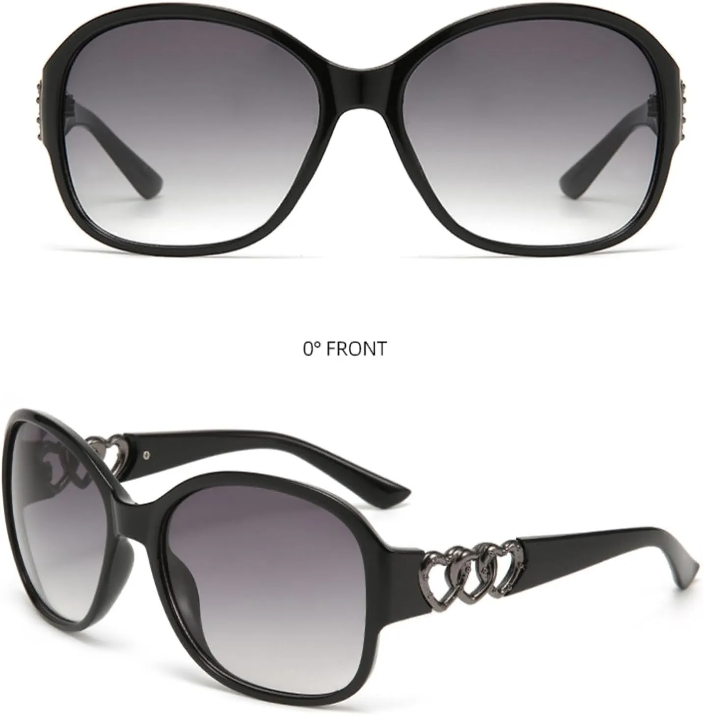 Oval Large-frame Women's Sunglasses with Metal Heart. Great for Fashion and Beach Trips.