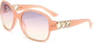 Oval Large-frame Women's Sunglasses with Metal Heart. Great for Fashion and Beach Trips.
