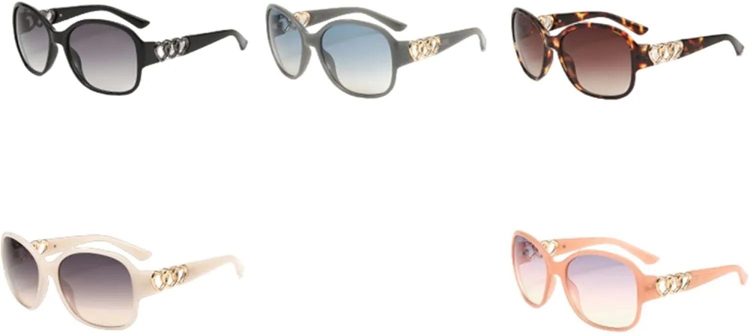 Oval Large-frame Women's Sunglasses with Metal Heart. Great for Fashion and Beach Trips.