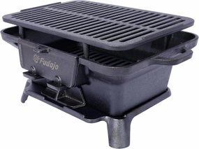 Oval Cast Iron Grill Outdoor, Portable Charcoal Grill and Tabletop Skillet - 100% Cast Iron, Enameled, Durable, Small Charcoal Grill, Camping Stove, Hibachi Grill