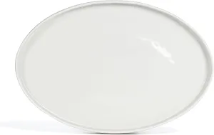 over&back Stackable Stoneware Serving Platter - Elegant 1-Piece Oval Serving Platter to Complete Your Kitchen Set - Perfect for Appetizers, Desserts, and More - 16" L x 11" W - Glossy White