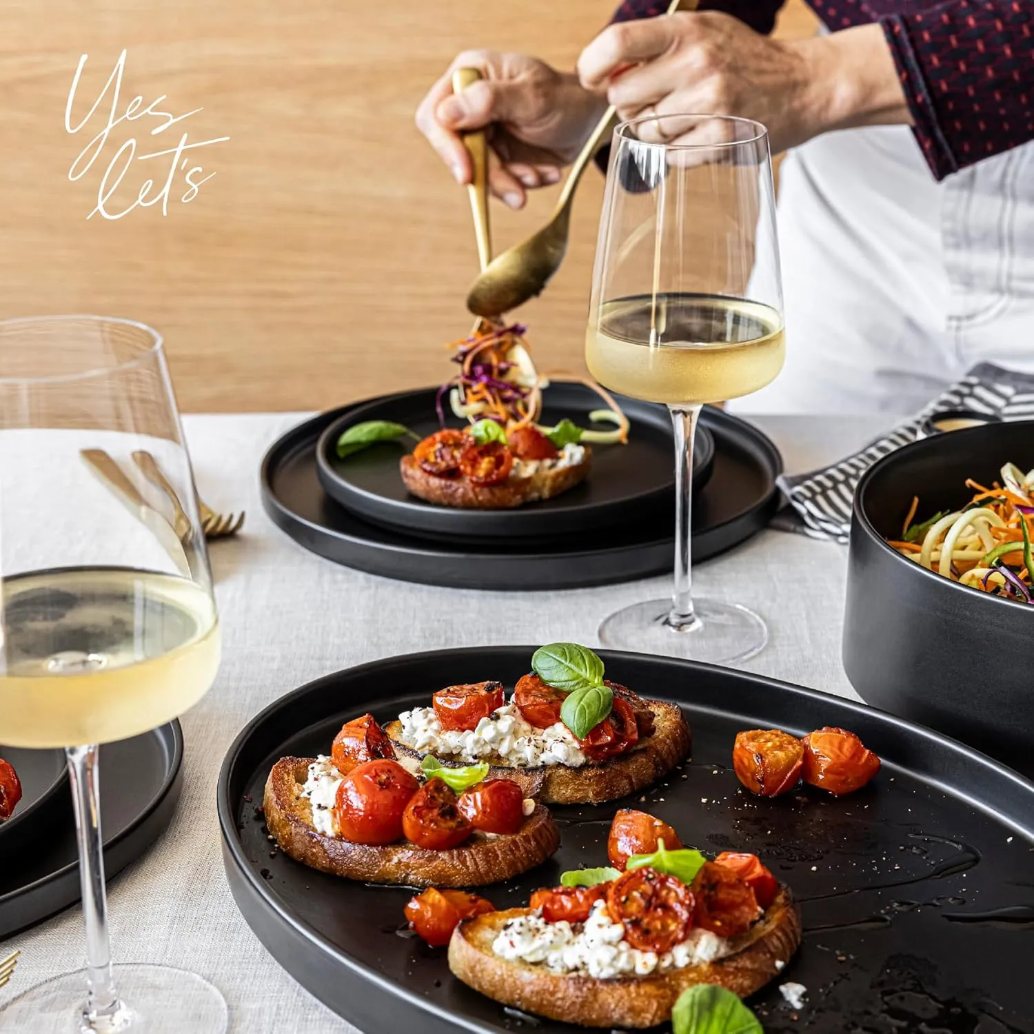 over&back Stackable Stoneware Serving Platter - Elegant 1-Piece Oval Serving Platter to Complete Your Kitchen Set - Perfect for Appetizers, Desserts, and More - 16" L x 11" W - Semi-Matte Black