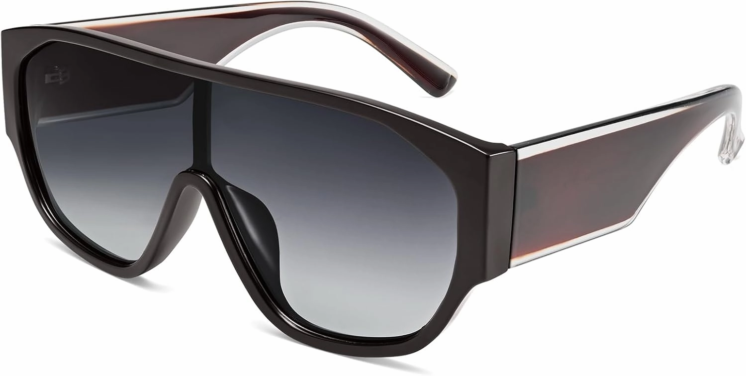 Oversized Aviator Sunglasses Women Men Polarized Trendy Big Siamese Large Chunky Thick Frame UV Protection Shades