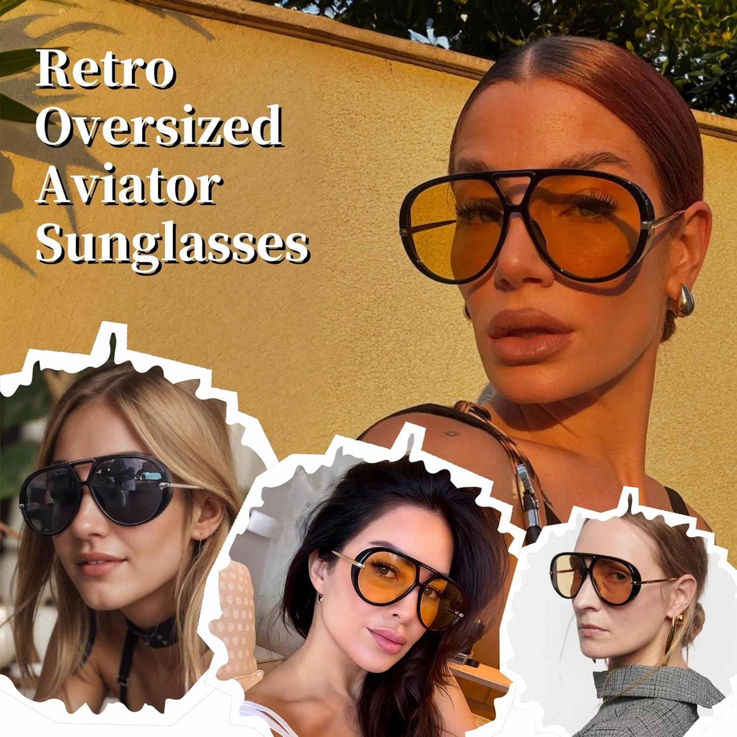 Oversized Retro Aviator Sunglasses for Women Fashion UV Protection 2025 Trendy Large Frame Sunglasses Womens