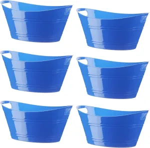 Patelai 6 Pcs Ice Buckets Bulk, Plastic Ice Buckets with Handles, Oval Storage Tub, Large Capacity Ice Drink Tub for Party Bar Wine Beer Champagne Beverage Bottle Cooler(4.5 Liter,Blue)