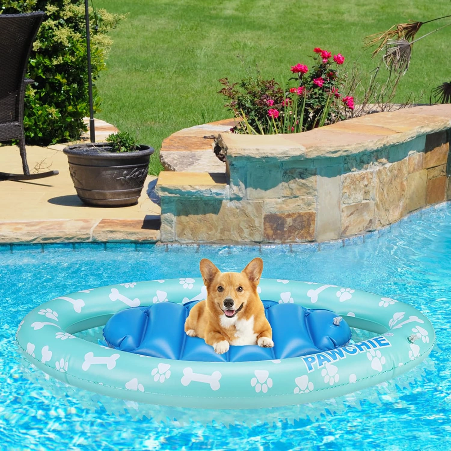 PAWCHIE Dog Pool Float - Inflatable Rafts, Inflatable Ride-ons for Kids Pets Summer Outdoor Water Games, Swimming Pool Water Toy