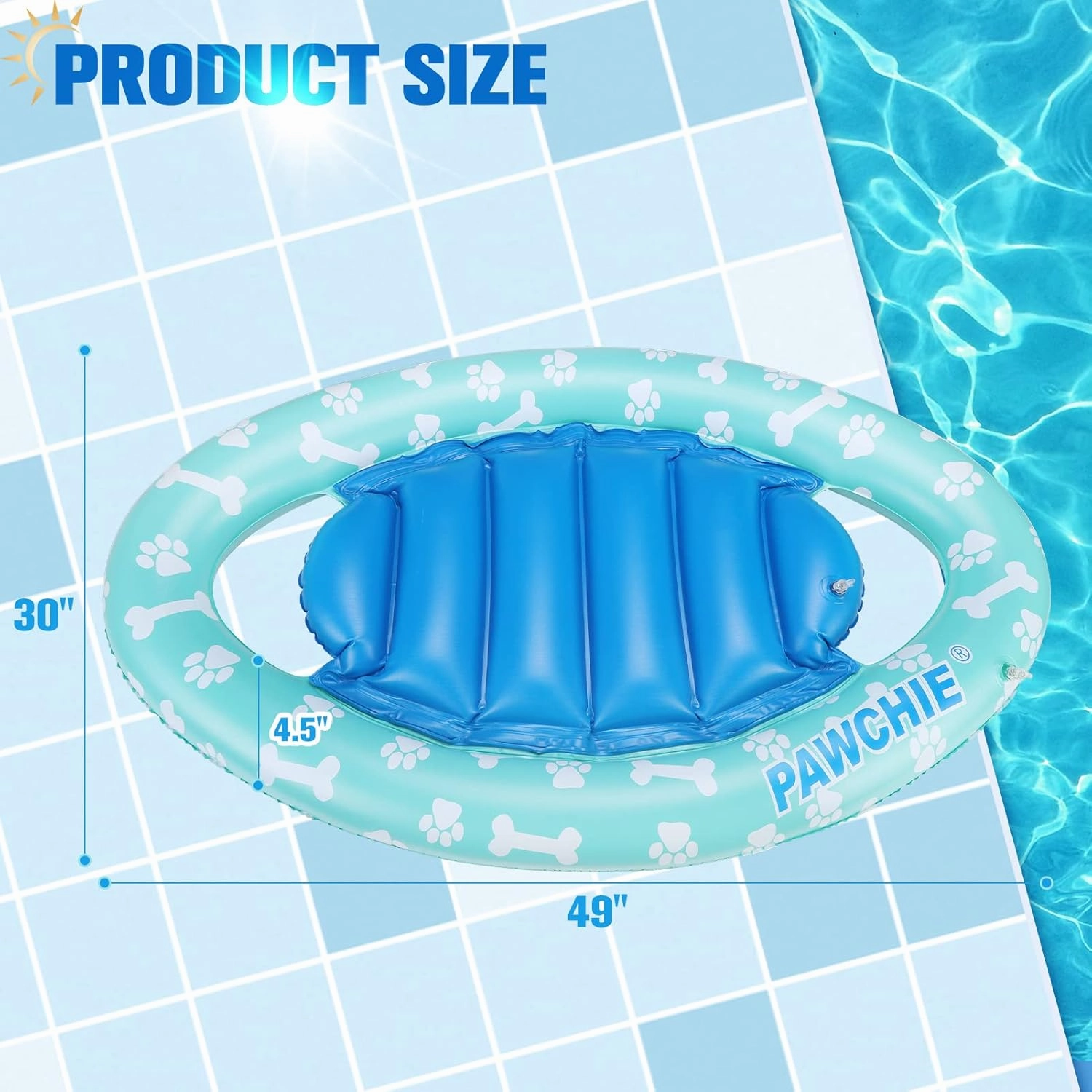 PAWCHIE Dog Pool Float - Inflatable Rafts, Inflatable Ride-ons for Kids Pets Summer Outdoor Water Games, Swimming Pool Water Toy