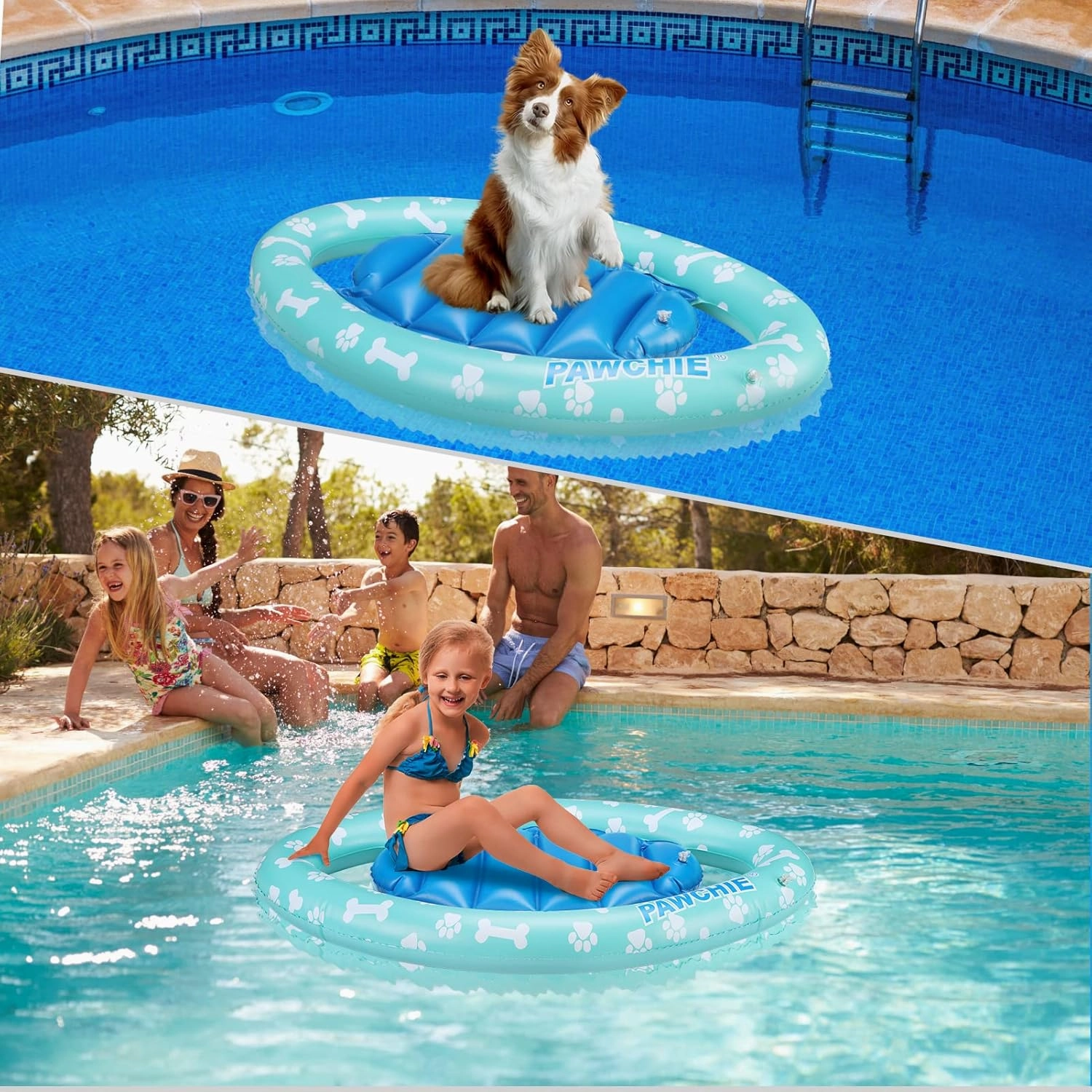 PAWCHIE Dog Pool Float - Inflatable Rafts, Inflatable Ride-ons for Kids Pets Summer Outdoor Water Games, Swimming Pool Water Toy