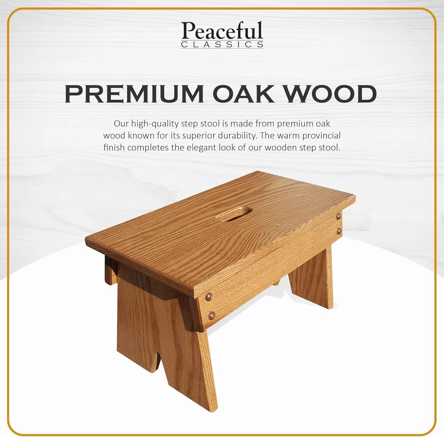 Peaceful Classics Amish Handmade Kids Step Stool - Multipurpose Foot Stool for Bathroom, Bedroom, Living Room or Kitchen - Solid Oak (9" High, Provincial)
