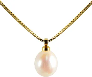 PEARLIE Dainty Pearl Pendant Necklaces for Women, Gold Choker Pearl Chain Necklace 8-9mm Handmade Freshwater Cultured Pearl Necklace Women's Everyday Jewelry