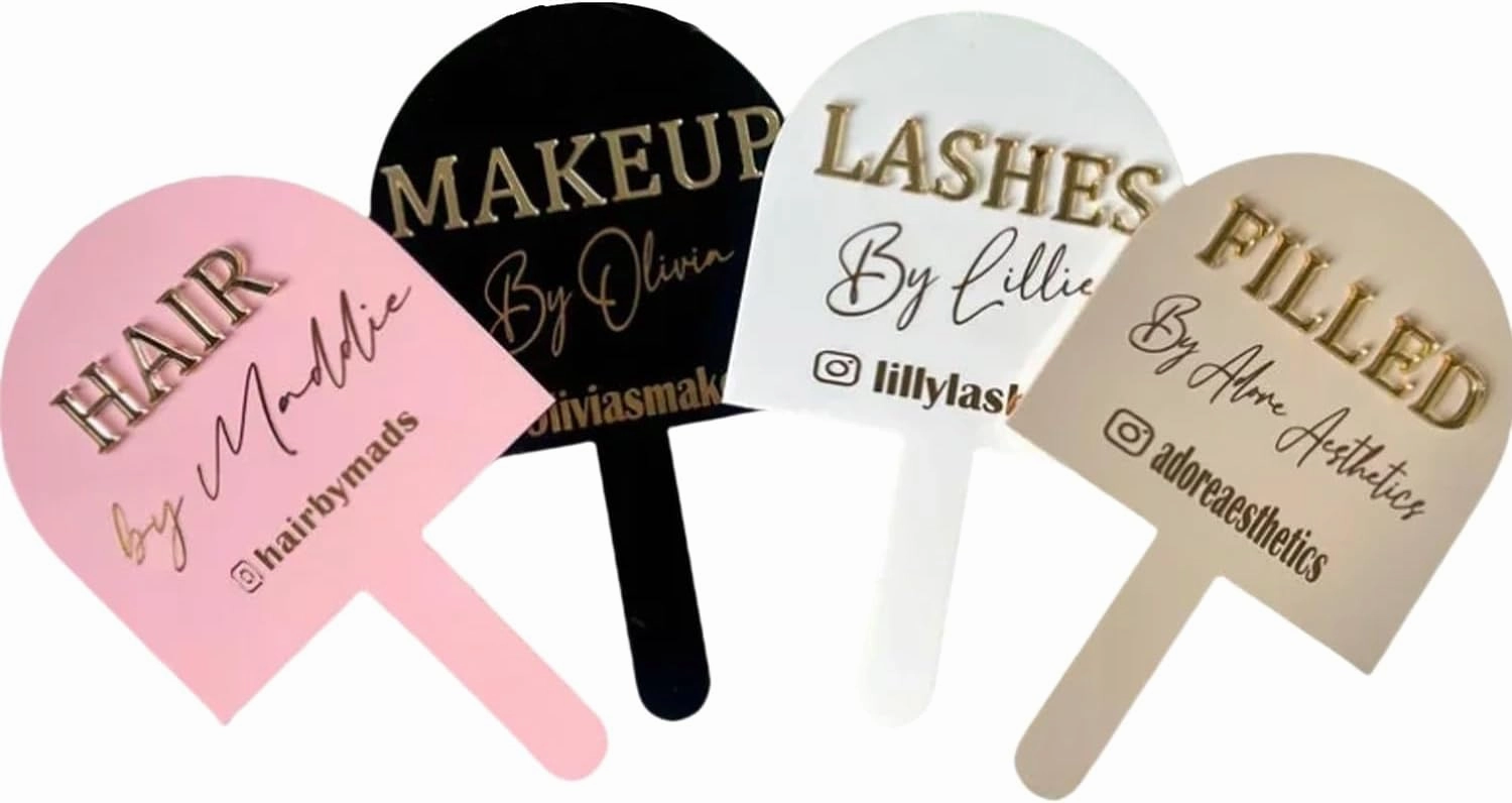 Personalised Handheld Mirror, Ustom Acrylic Hand Mirror, Gift For Hair Dressing, Gift For Esthetician Beauty Handheld Mirror, Aesthetics Props, Face Shield, Hair Dressing Prop, Gifts For Her(Black)