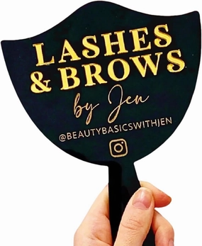 Personalized Lash Mirror, Custom Eyelash Photo Prop Esthetician Gift, Personalised Handheld Mirror For Social Media Prop, Custom Esthetician Gifts For Beauty Studio Gift Aesthetic Beauty Sign(Black)