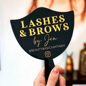 Personalized Lash Prop Mirrors, Custom Lash Photo Props, Lash Technician Handheld Mirrors, Personalized Acrylic Lash Mirrors, Lash Sign Prop Mirrors, Social Media Prop Mirrors(Black)