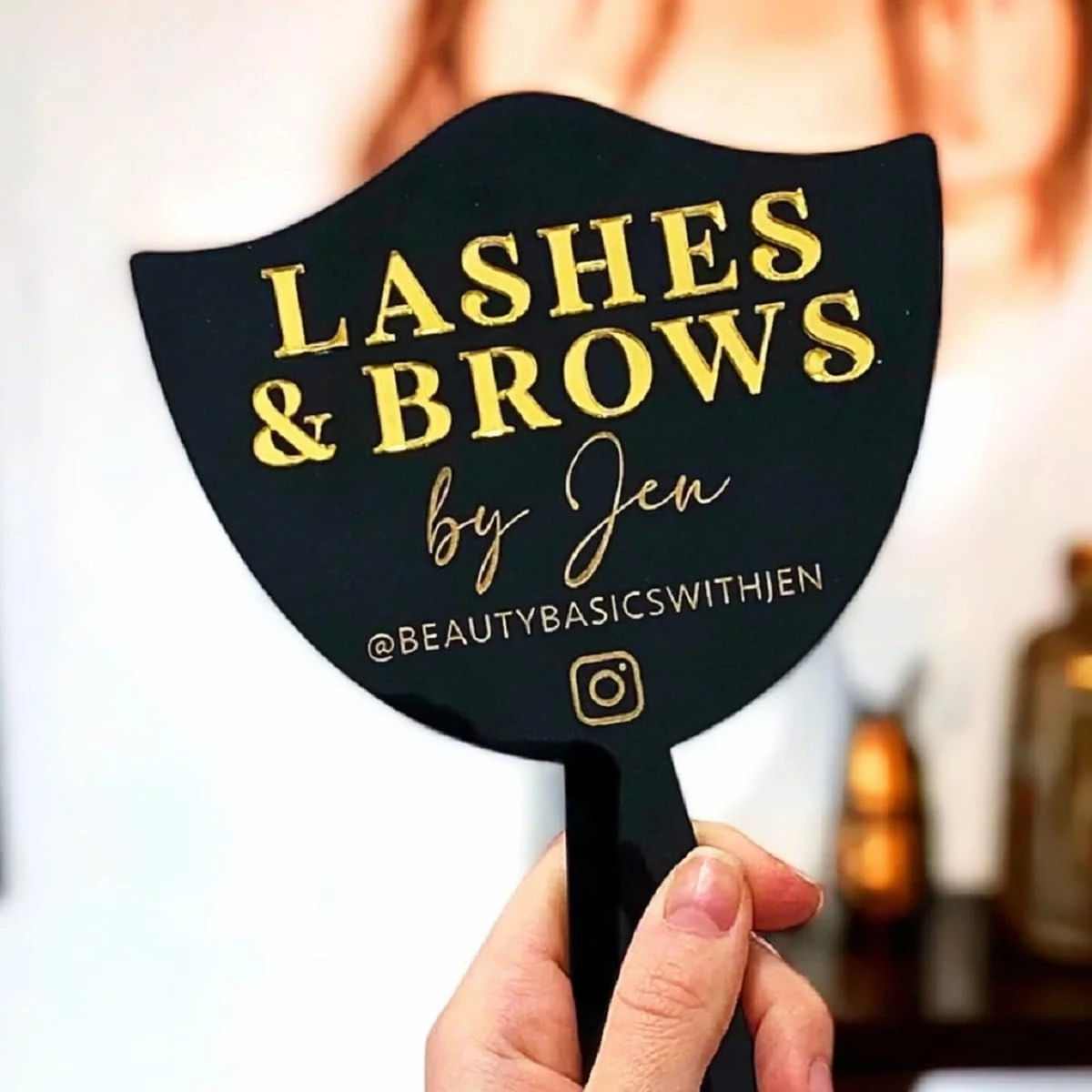 Personalized Lash Prop Mirrors, Custom Lash Photo Props, Personalized Acrylic Lash Mirrors, Technician Handheld Sign (White)