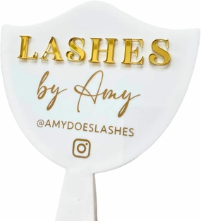 Personalized Lash Prop Mirrors, Custom Lash Photo Props, Personalized Acrylic Lash Mirrors, Technician Handheld Sign (White)