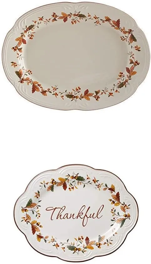Pfaltzgraff Autumn Berry Oval Platter, 14-3/4-Inch x 11-Inch, White, 5189119 Autumn Berry Small Oval Platter