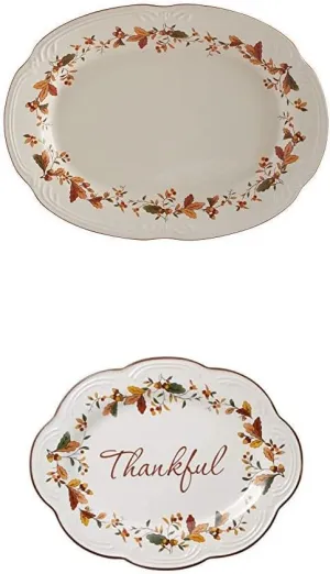 Pfaltzgraff Autumn Berry Oval Platter, 14-3/4-Inch x 11-Inch, White, 5189119 Autumn Berry Small Oval Platter