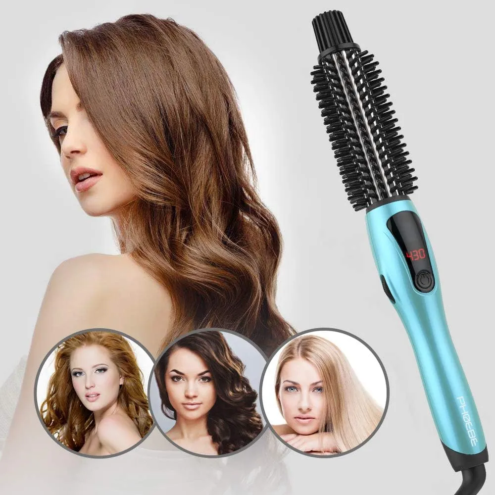 PHOEBE Curling Iron, Dual Voltage Travel 1 Inch Ceramic Tourmaline Ionic Hair Curler Hot Brush, Professional Anti-Scald Instant Heat Up Curling Wands, Heated Styler for Long Hair