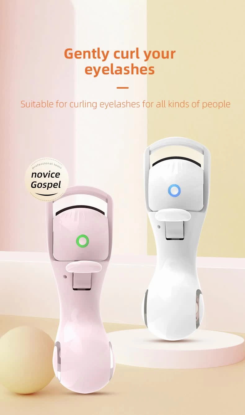Pink Heated Eyelash Curler - 3 Temperature Settings, Long-Lasting Curl, Mini Electric Lash Curler