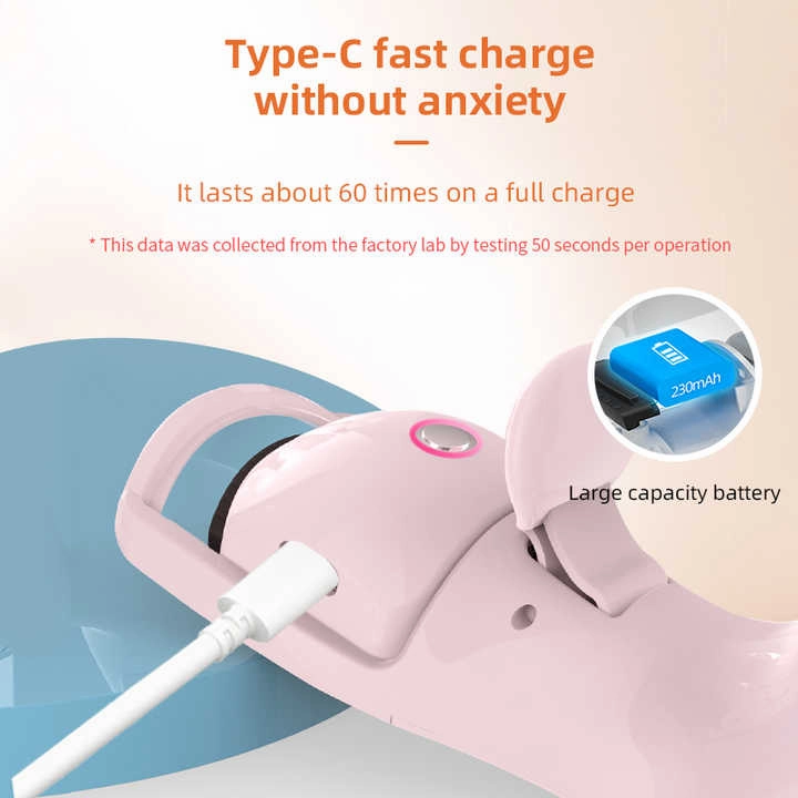Pink Heated Eyelash Curler - 3 Temperature Settings, Long-Lasting Curl, Mini Electric Lash Curler