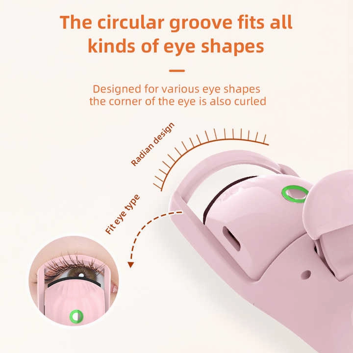 Pink Heated Eyelash Curler - 3 Temperature Settings, Long-Lasting Curl, Mini Electric Lash Curler