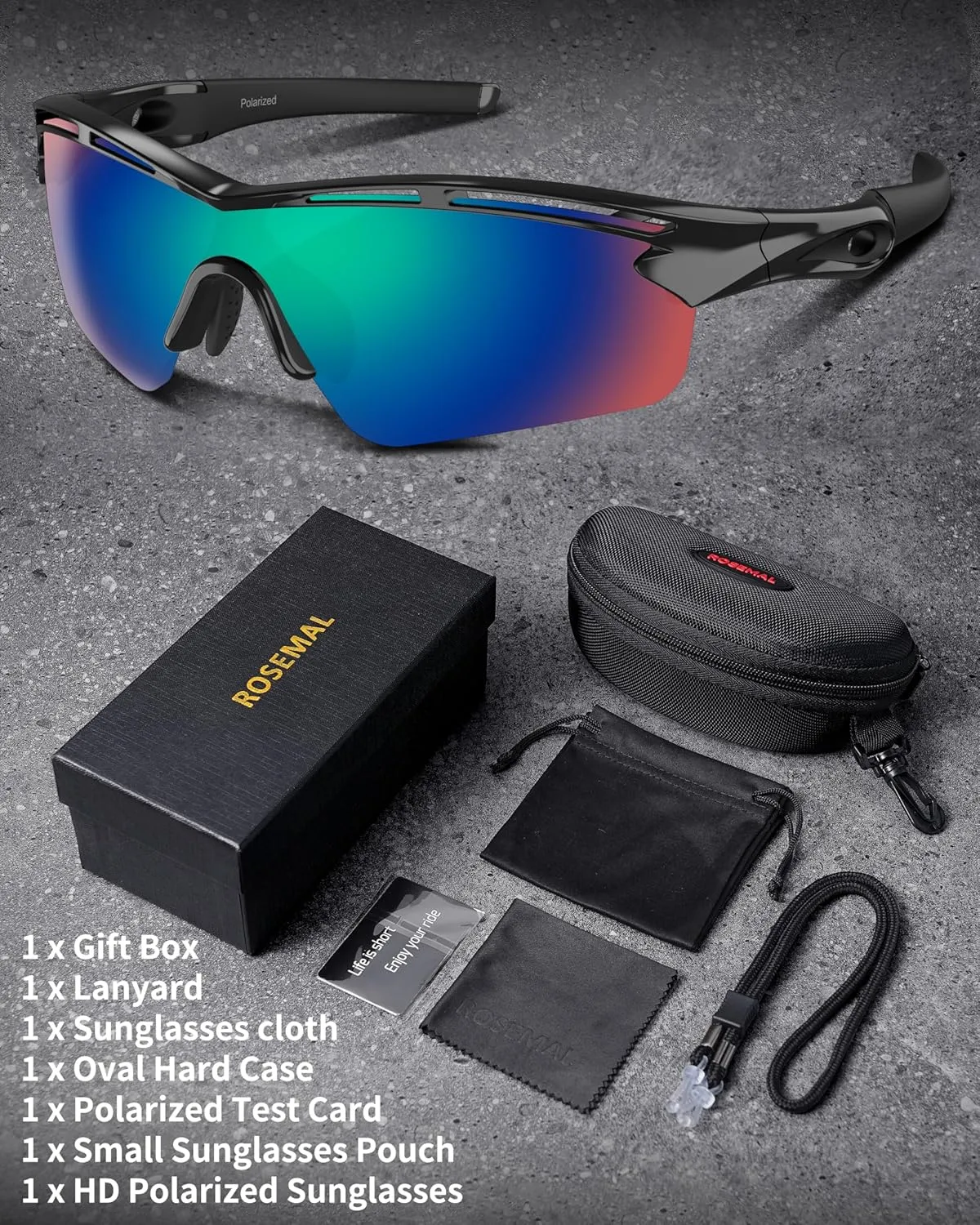 Polarized Sports Sunglasses for Men Women Youth Baseball Cycling Running Driving Fishing Tennis Golf Motor TAC UV400 TR90
