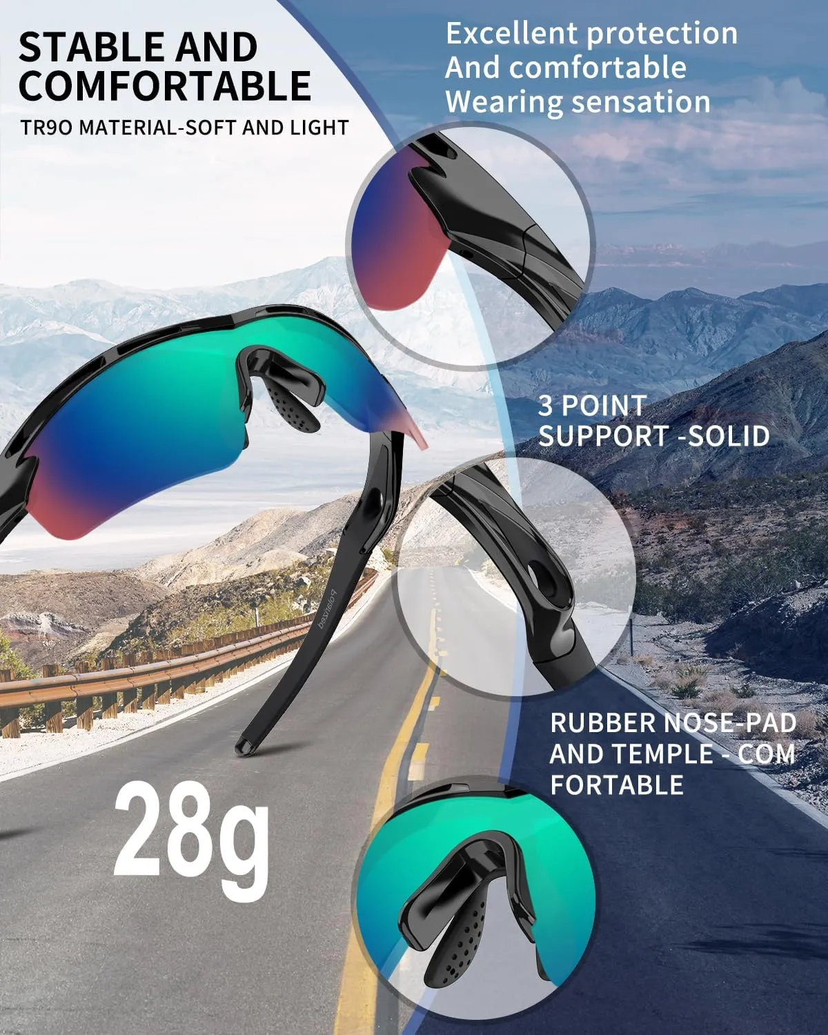 Polarized Sports Sunglasses for Men Women Youth Baseball Cycling Running Driving Fishing Tennis Golf Motor TAC UV400 TR90