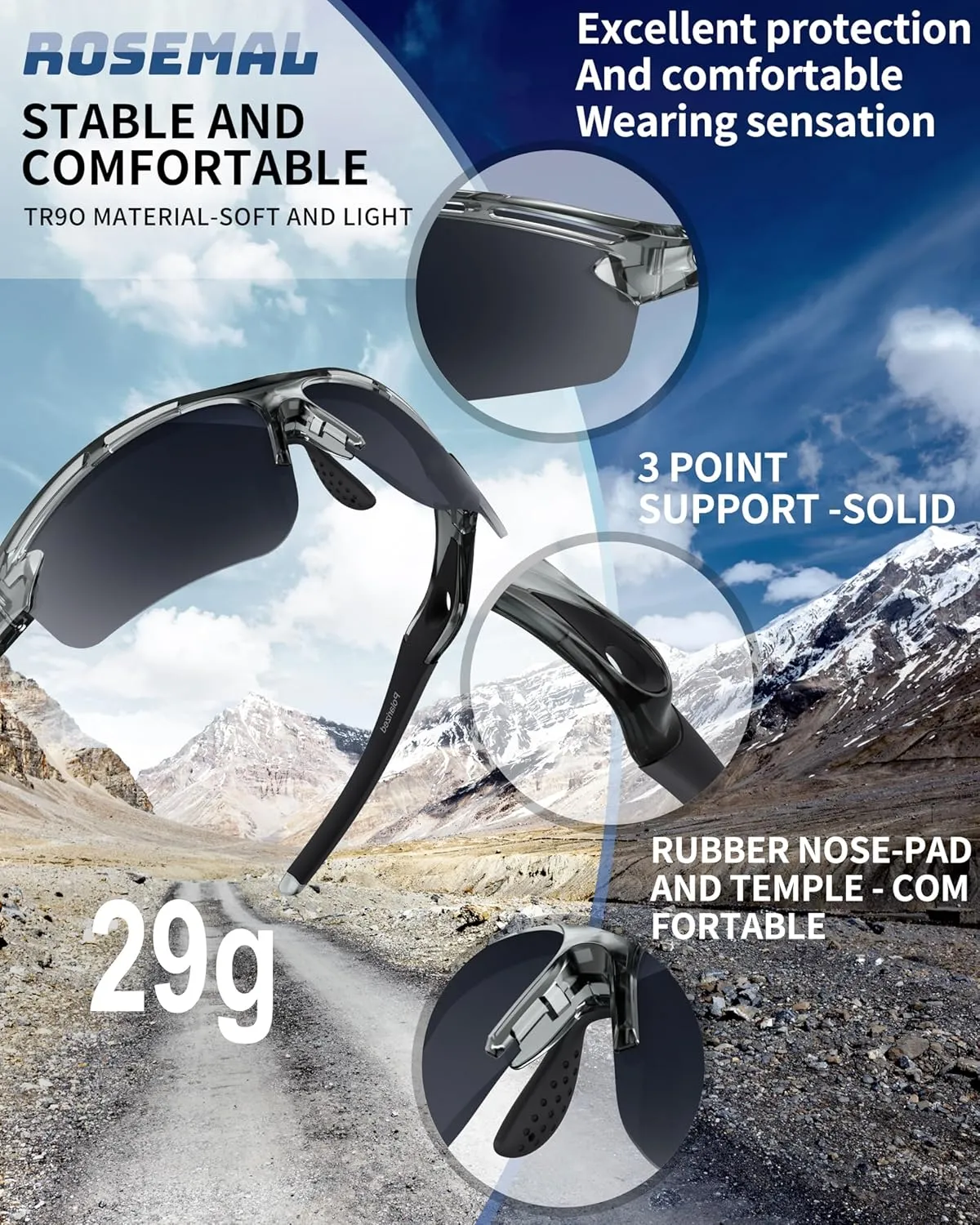 Polarized Sports Sunglasses for Men Women Youth Baseball Running Cycling Driving Fishing Tennis Golf Motor TAC UV400 TR90
