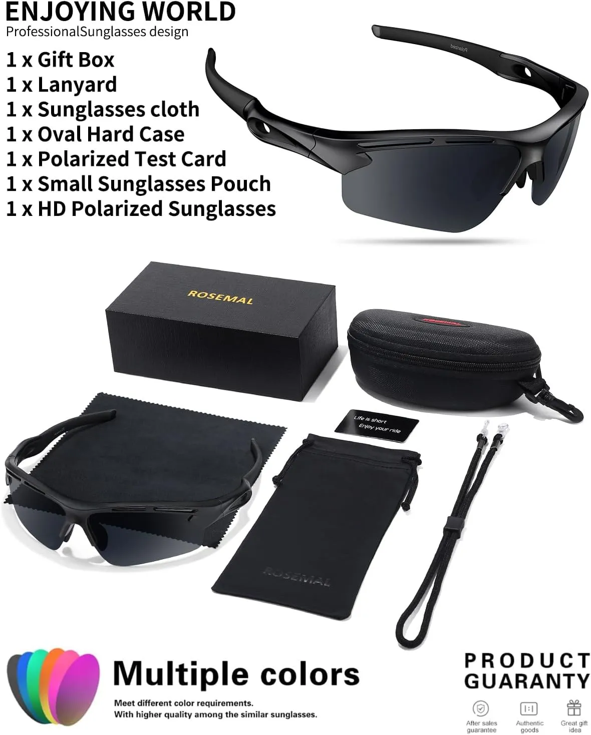 Polarized Sports Sunglasses for Men Women Youth Baseball Running Cycling Driving Fishing Tennis Golf Motor TAC UV400 TR90
