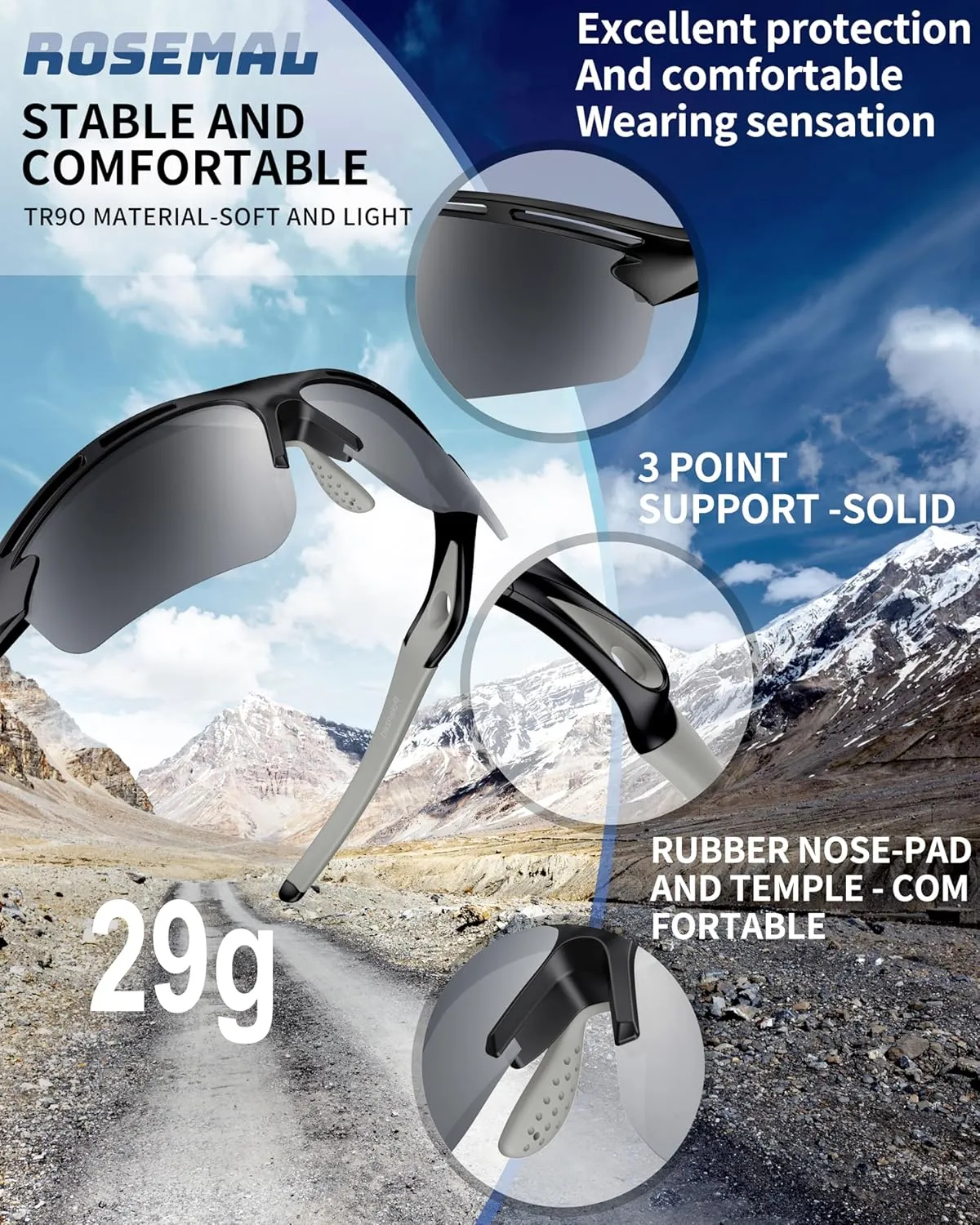 Polarized Sports Sunglasses for Men Women Youth Baseball Running Cycling Driving Fishing Tennis Golf Motor TAC UV400 TR90
