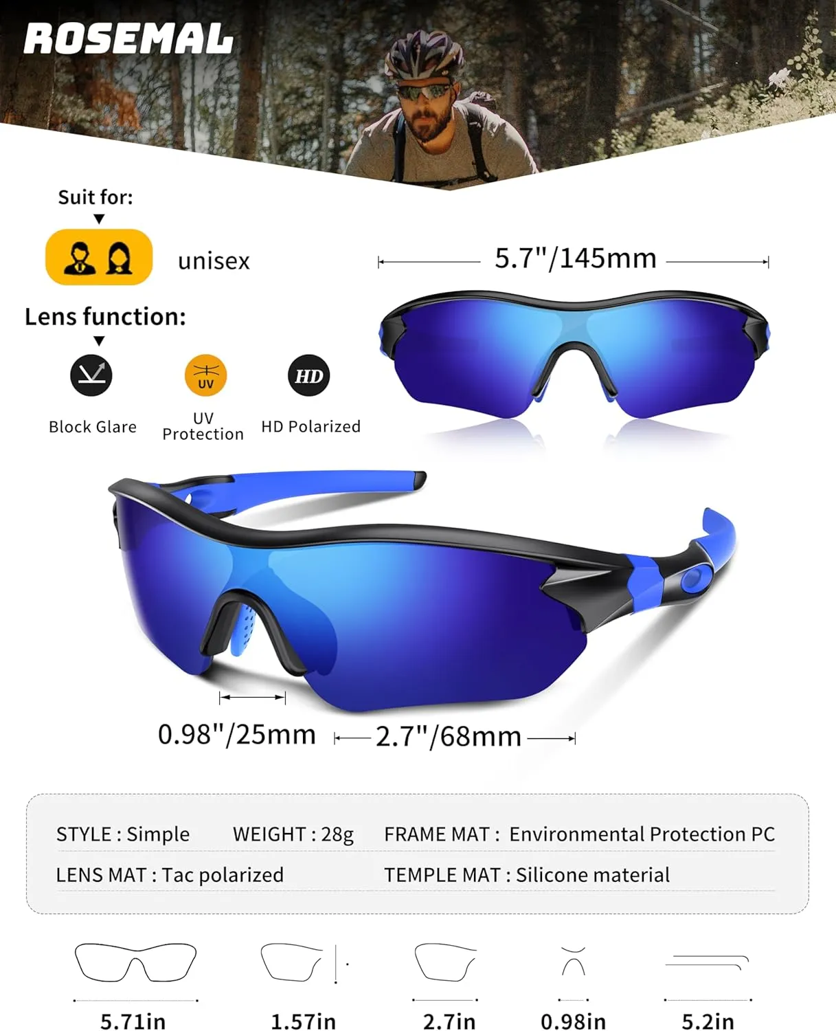 Polarized Sports Sunglasses for Men Women Youth Baseball Running Fishing Tennis Golf Cycling Driving Motor TAC UV400 TR90