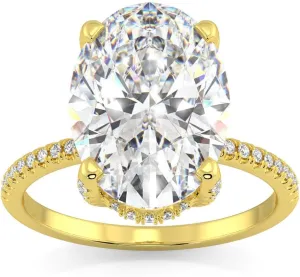Pompeii Certified 5.33Ct Oval Diamond Side Halo Engagement Ring 14k Gold Lab Grown (G/H,VS2-SI1)