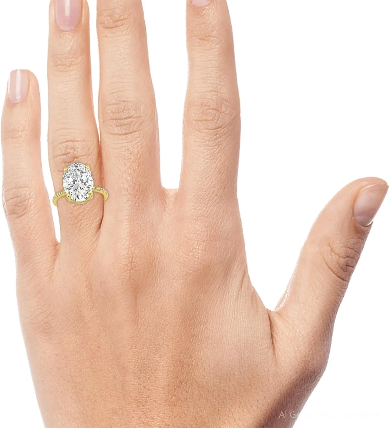 Pompeii Certified 5.33Ct Oval Diamond Side Halo Engagement Ring 14k Gold Lab Grown (G/H,VS2-SI1)
