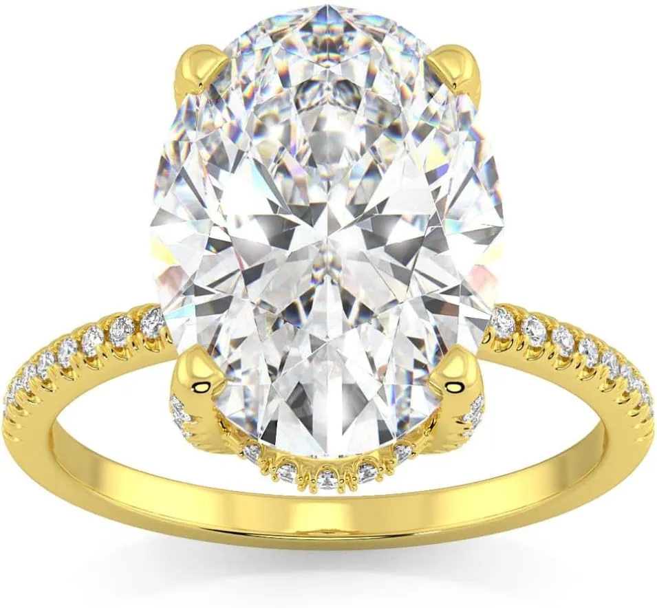 Pompeii Certified 5.33Ct Oval Diamond Side Halo Engagement Ring 14k Gold Lab Grown (G/H,VS2-SI1)