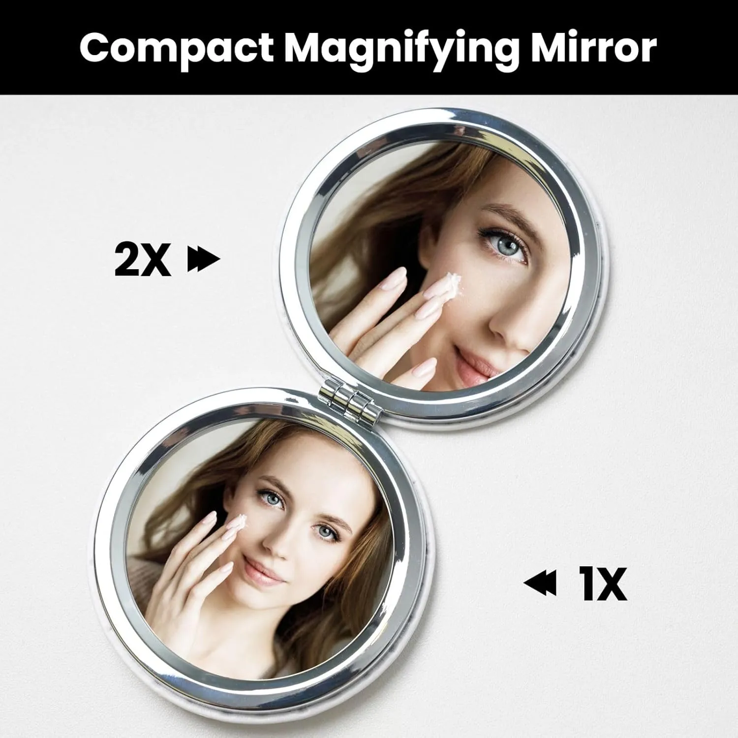 Portable Pocket Makeup Mirror Spain Flag Travel Cosmetic Mirror Round Shape Print Magnifying Compact Mirror for Eyelash
