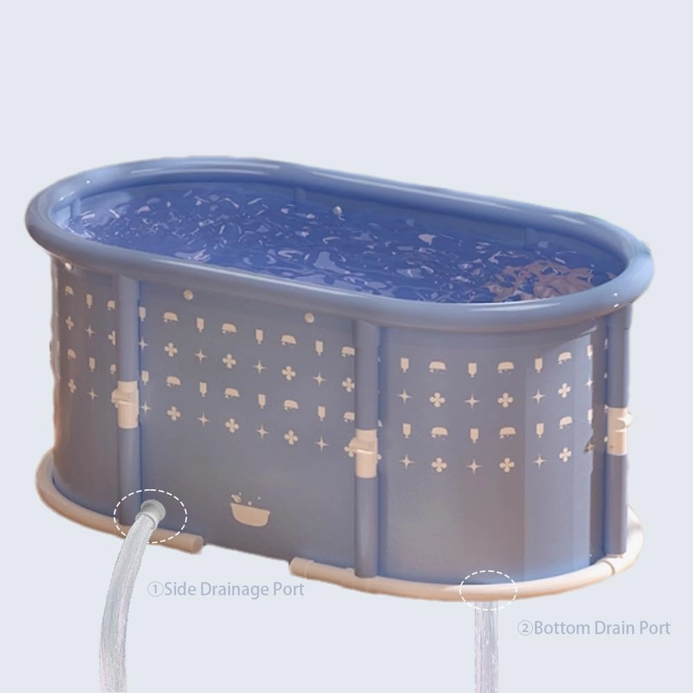 Portable Bath Tub No Installation, Foldable Bathtub for Adults, Separate Hot SPA Tub for Shower Stall, Non-Inflatable Ice Folding Bathubs, Family Soaking Baths (Gray, 37.4×21.6×21.6 inch)