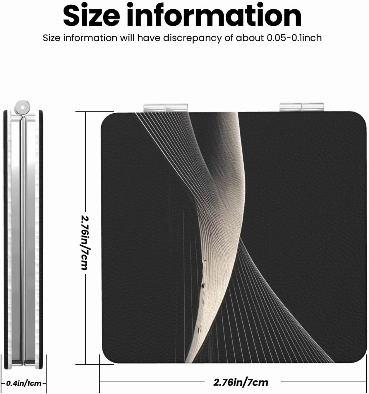 Portable Pocket Makeup Mirror Abstract Curves Travel Cosmetic Mirror Square Print Magnifying Compact Mirror for Eyelash