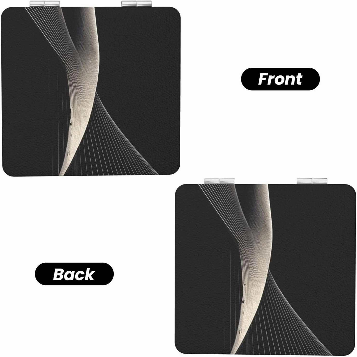 Portable Pocket Makeup Mirror Abstract Curves Travel Cosmetic Mirror Square Print Magnifying Compact Mirror for Eyelash