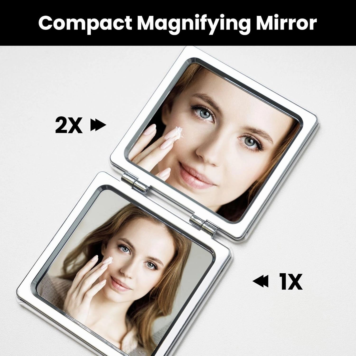 Portable Pocket Makeup Mirror African Tribal Ethnic Texture Travel Cosmetic Mirror Square Print Magnifying Compact Mirror for Eyelash