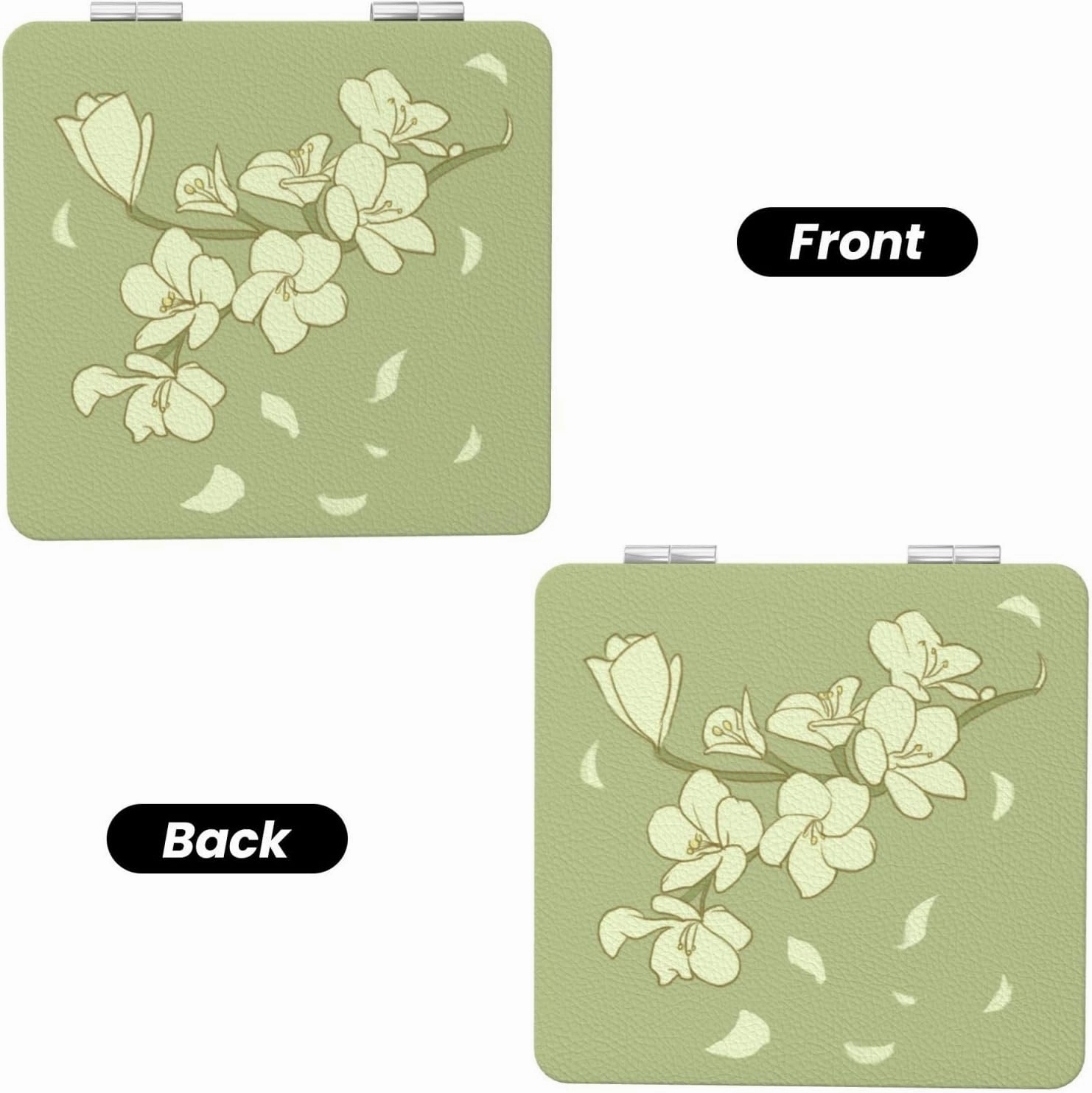Portable Pocket Makeup Mirror Cartoon Begonia Travel Cosmetic Mirror Square Print Magnifying Compact Mirror for Eyelash