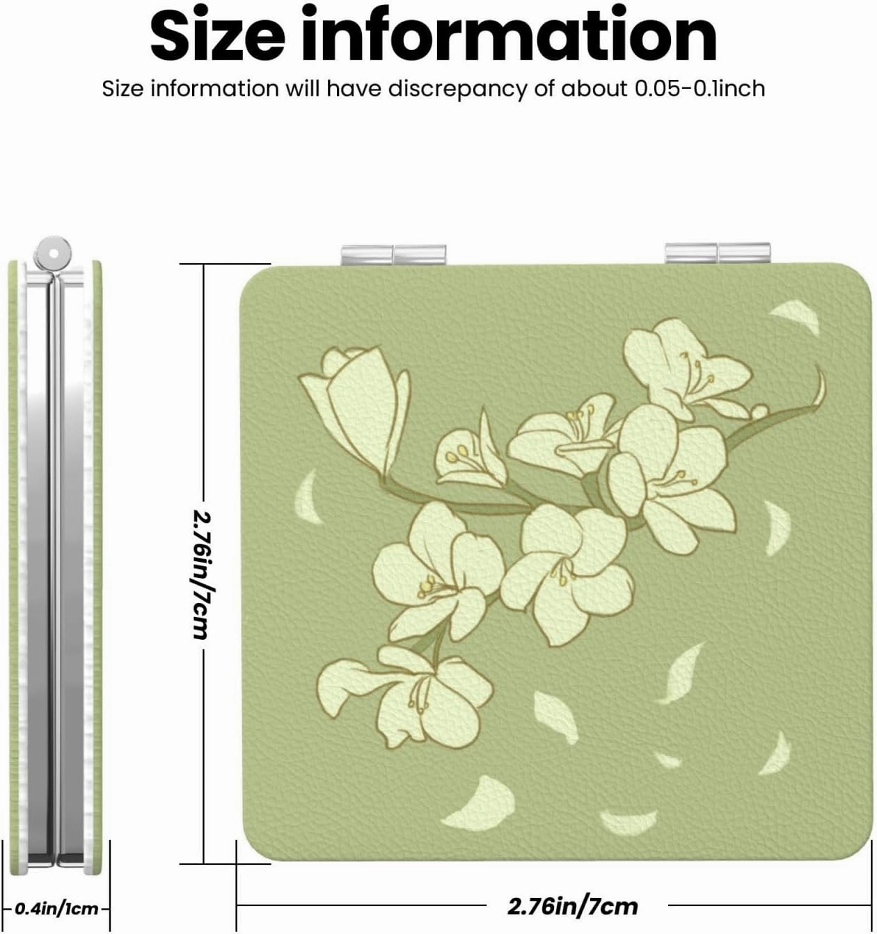 Portable Pocket Makeup Mirror Cartoon Begonia Travel Cosmetic Mirror Square Print Magnifying Compact Mirror for Eyelash
