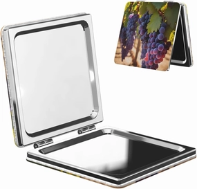 Portable Pocket Makeup Mirror Desert Grapes Travel Cosmetic Mirror Square Print Magnifying Compact Mirror for Eyelash