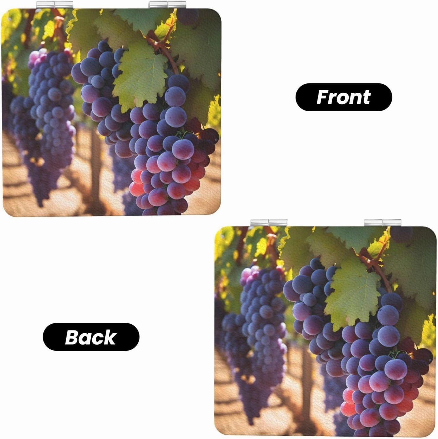Portable Pocket Makeup Mirror Desert Grapes Travel Cosmetic Mirror Square Print Magnifying Compact Mirror for Eyelash