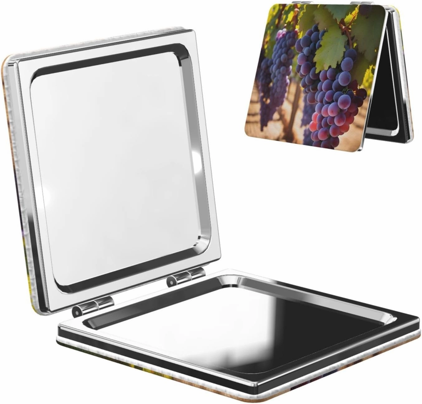 Portable Pocket Makeup Mirror Desert Grapes Travel Cosmetic Mirror Square Print Magnifying Compact Mirror for Eyelash
