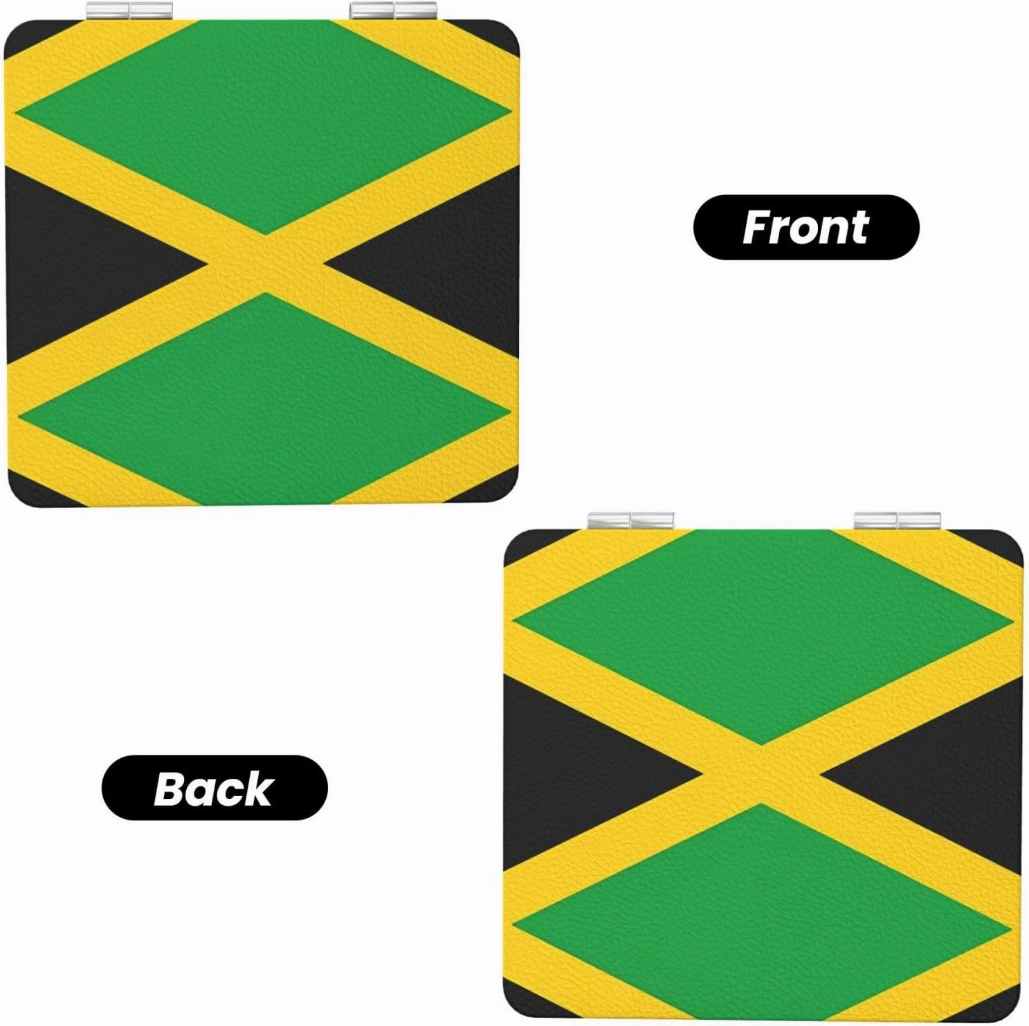 Portable Pocket Makeup Mirror Jamaica Flag Travel Cosmetic Mirror Square Print Magnifying Compact Mirror for Eyelash