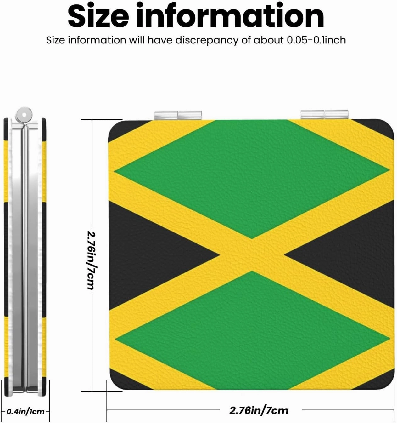 Portable Pocket Makeup Mirror Jamaica Flag Travel Cosmetic Mirror Square Print Magnifying Compact Mirror for Eyelash