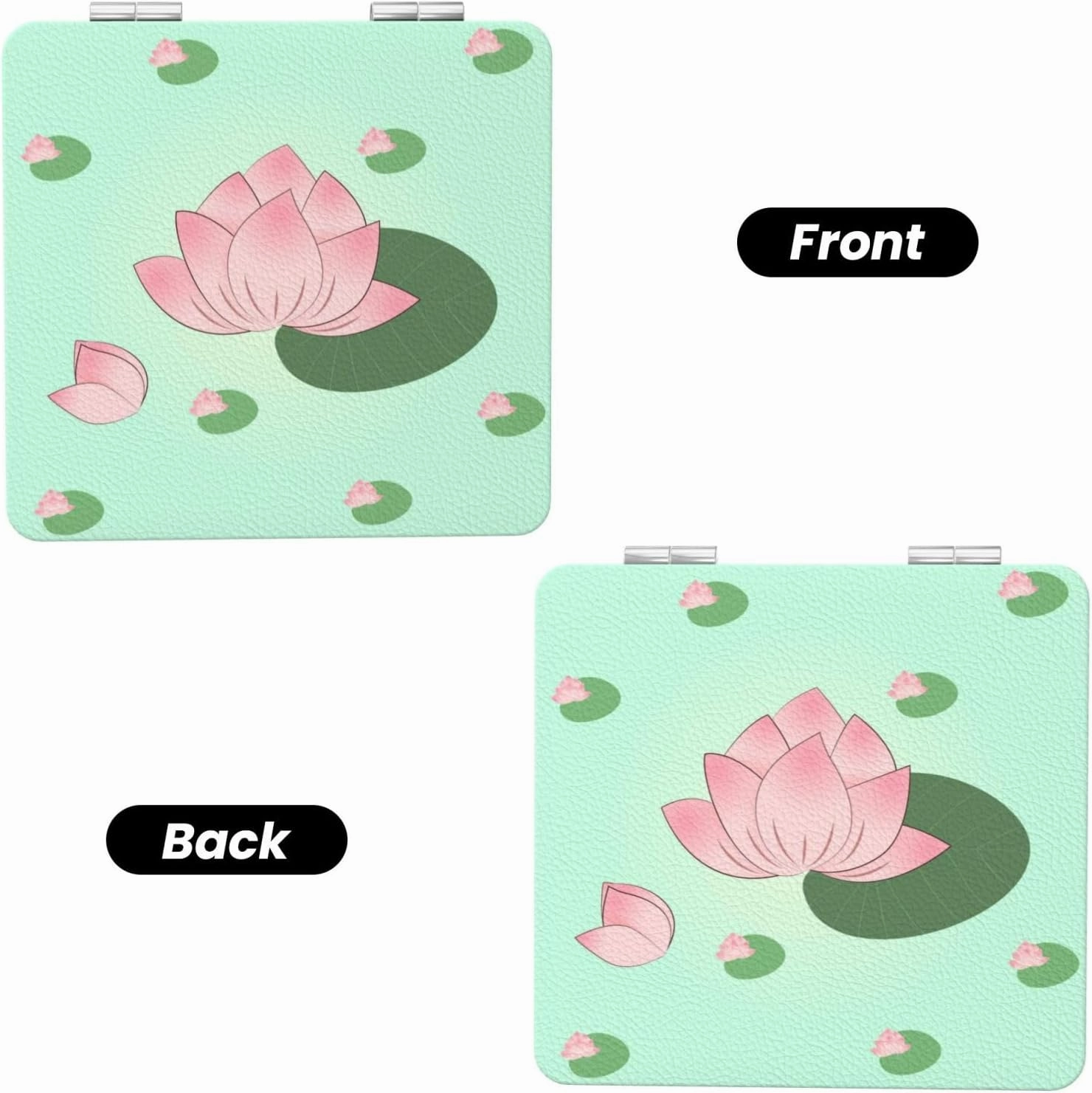 Portable Pocket Makeup Mirror Lotus Flowers Waiting to Bloom Travel Cosmetic Mirror Square Print Magnifying Compact Mirror for Eyelash
