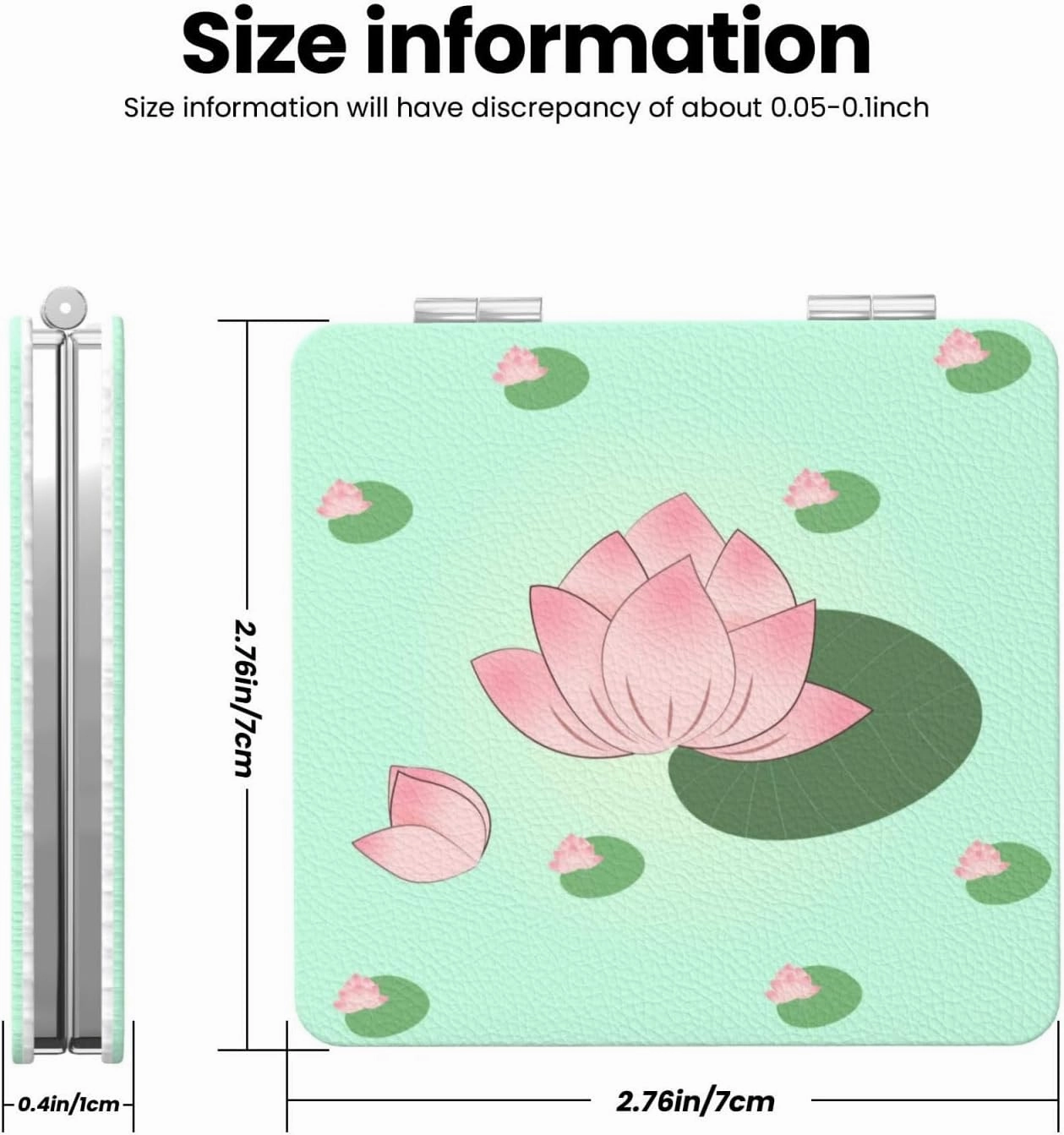 Portable Pocket Makeup Mirror Lotus Flowers Waiting to Bloom Travel Cosmetic Mirror Square Print Magnifying Compact Mirror for Eyelash