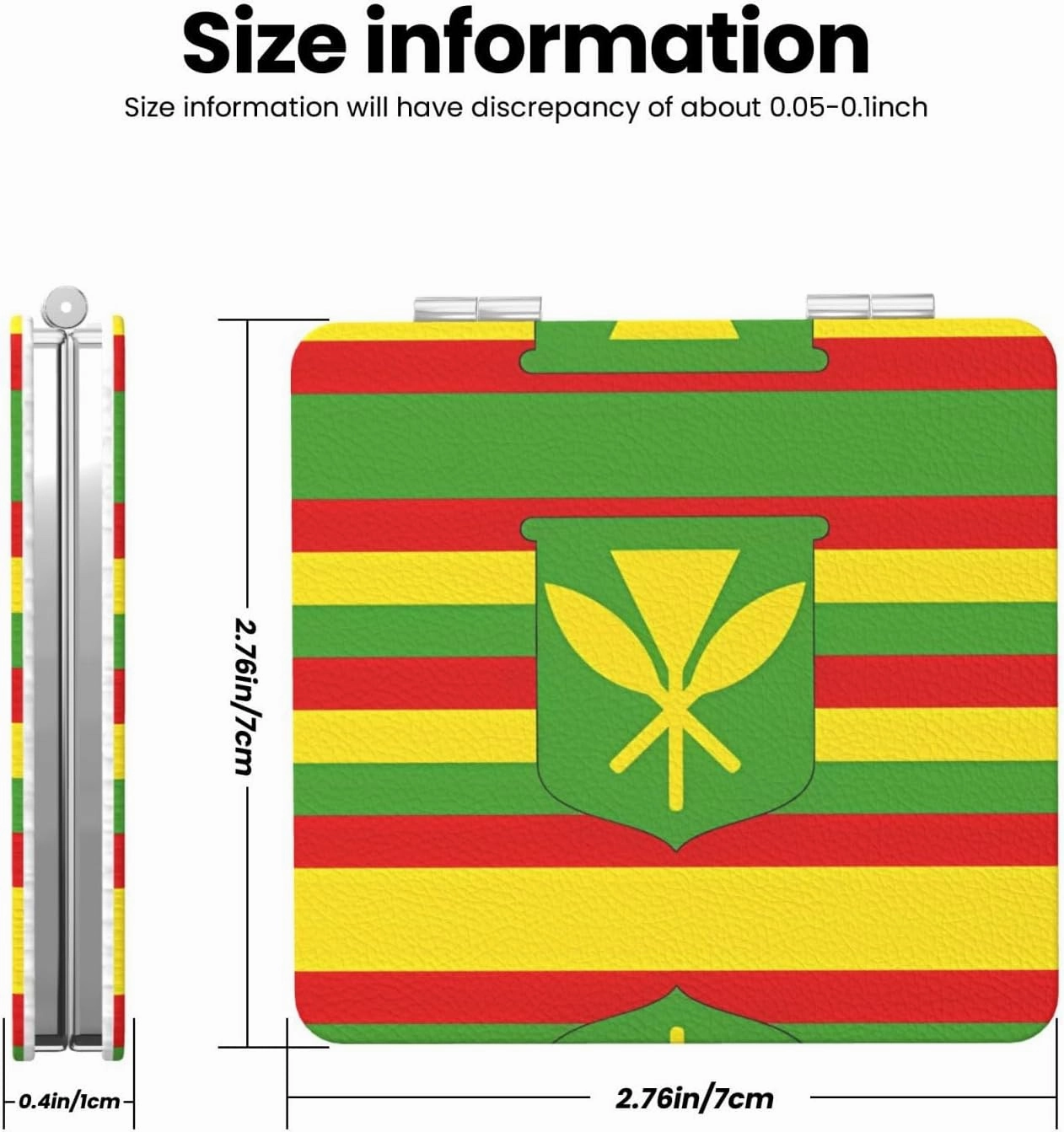 Portable Pocket Makeup Mirror Native Hawaiian Flag Travel Cosmetic Mirror Square Print Magnifying Compact Mirror for Eyelash